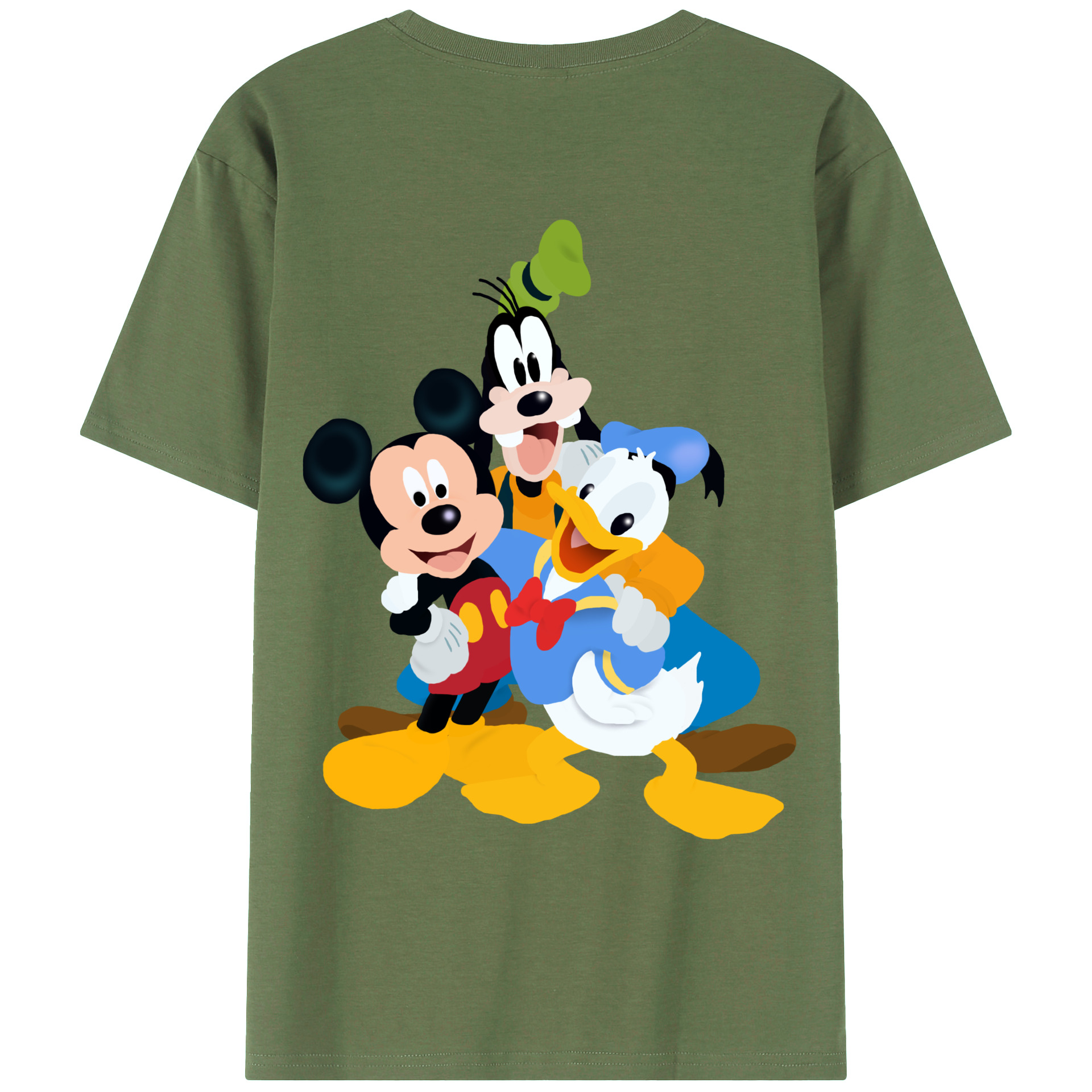 ミッキーマウス Mickey Mouse 綿100％ メンズ半袖Tシャツ（バックプリント） 通気性